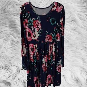 Ab) Floral Long Sleeve Dress Plus Size 2X